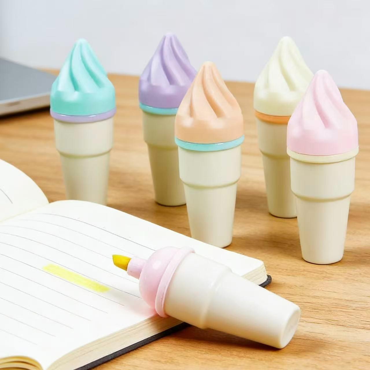 6pcs Portable Mini Sweet Cone Shape Fluorescent Marker Pens, Ideal for Notes & Highlighting, Compact Design for Easy Carrying