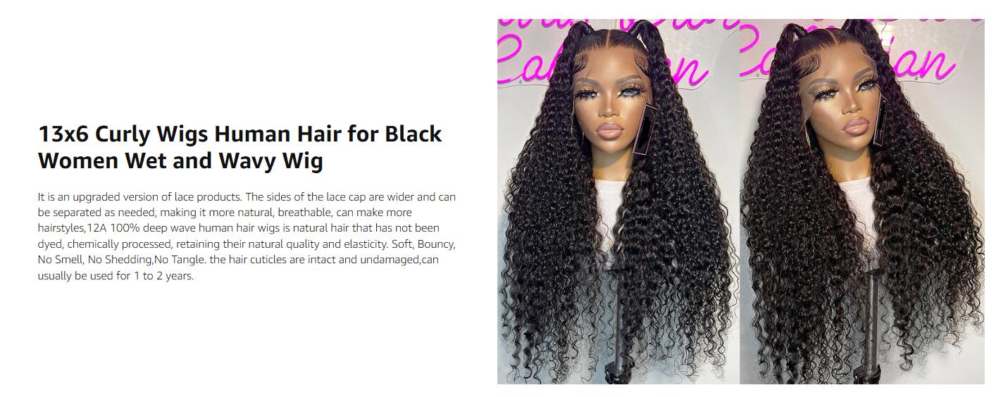 Lemoda Deep Wave 13x6 Full Lace Frontal Wig Human Hair 200% Density Lace Pre Plucked HD Transparent Lace Wig Human Hair Curly Wig Human Hair