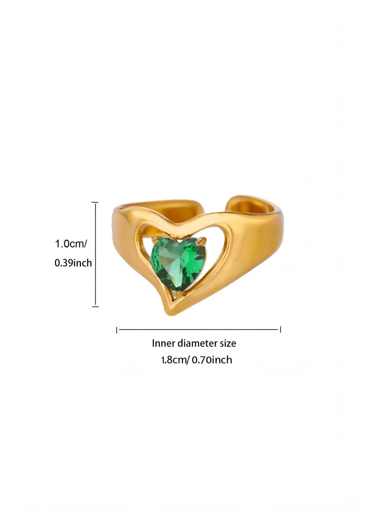 Luxurious Zircon Heart Ring for Women, Stainless Steel Wedding Ring, Fashionable Waterproof Jewelry, Perfect Gift for All Occasions
