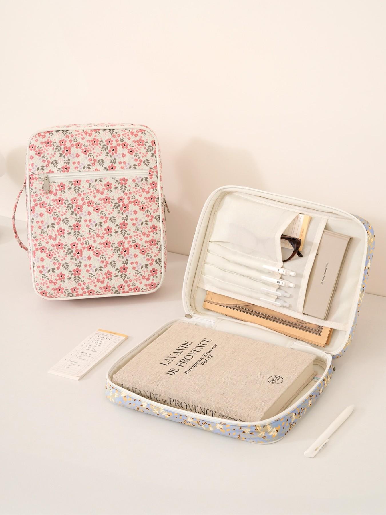 1pc Large Size Women's Bible Cover, Quilted Cute Bow Pattern Bible Case, Spacious Portable Dust-Proof Book Sleeve, Floral Pattern Bible Storage Bag, With Quilted Handle, Zipper Pocket, Essential For Bible Study, Teacher's Day Gift, Back To School Gift, Cu