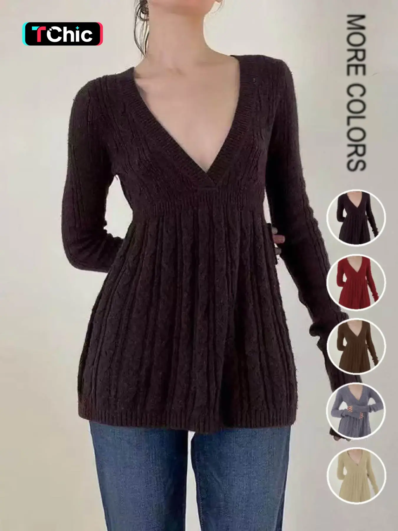 【Black Friday】Women's Y2K Vintage Sweater, Soft Long Sleeve V-neck Knitwear for Women