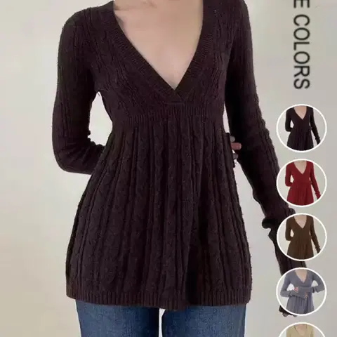 【Black Friday】Women's Y2K Vintage Sweater, Soft Long Sleeve V-neck Knitwear for Women