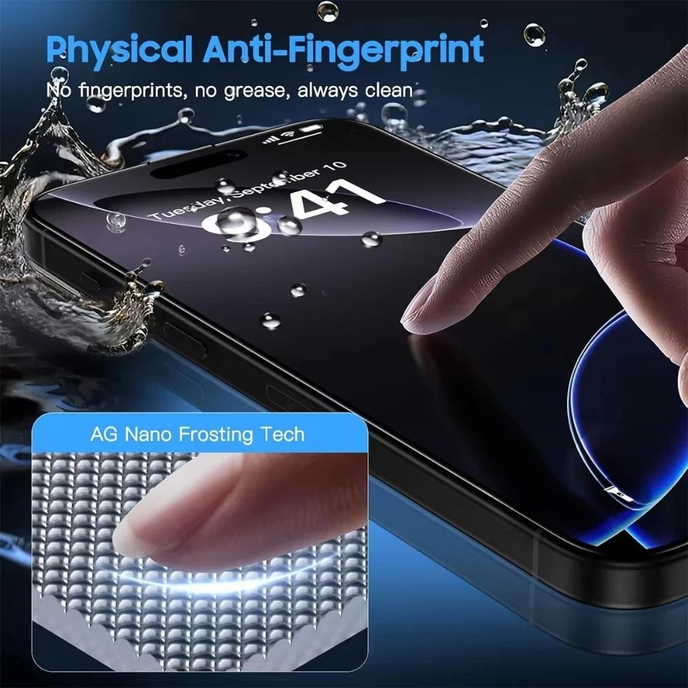 4 pcs Matte Tempered Glass Screen Protector For iPhone 17 Pro Max/16 Pro Max/17 Air/17/16/16e/15/14/13/12/11/X/XR/XS Max/Plus/Mini Tempered Glass Film, Anti-Fingerprint, Ultra HD, Anti-scratch, Case Friendly, Full Coverage, Accessories