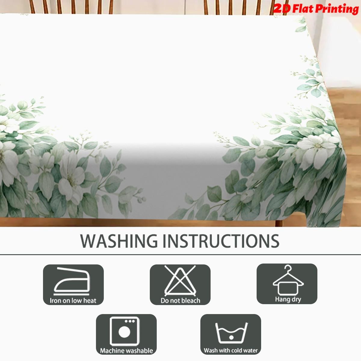 Leaf Design Rectangular Tablecloth, Spring Theme Seasonal Table Cover, Ideal for Easter & Holiday Parties, Home Decoration