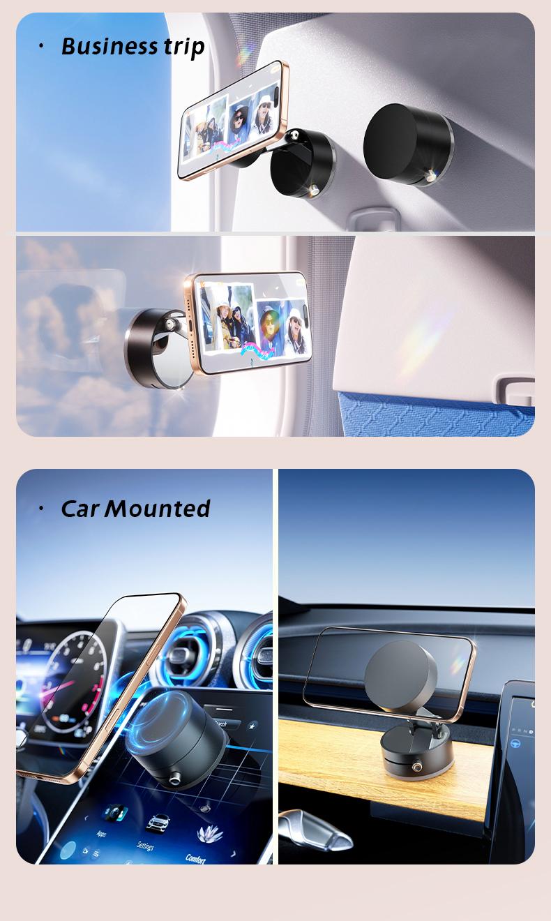 Magnetic Phone Holder Stand, Adjustable & Foldable, Strong Suction Cup, Vacuum Adsorption, Portable Multifunctional Mobile Phone Stand for Car & Multi-Scene Use vacuum magnetic