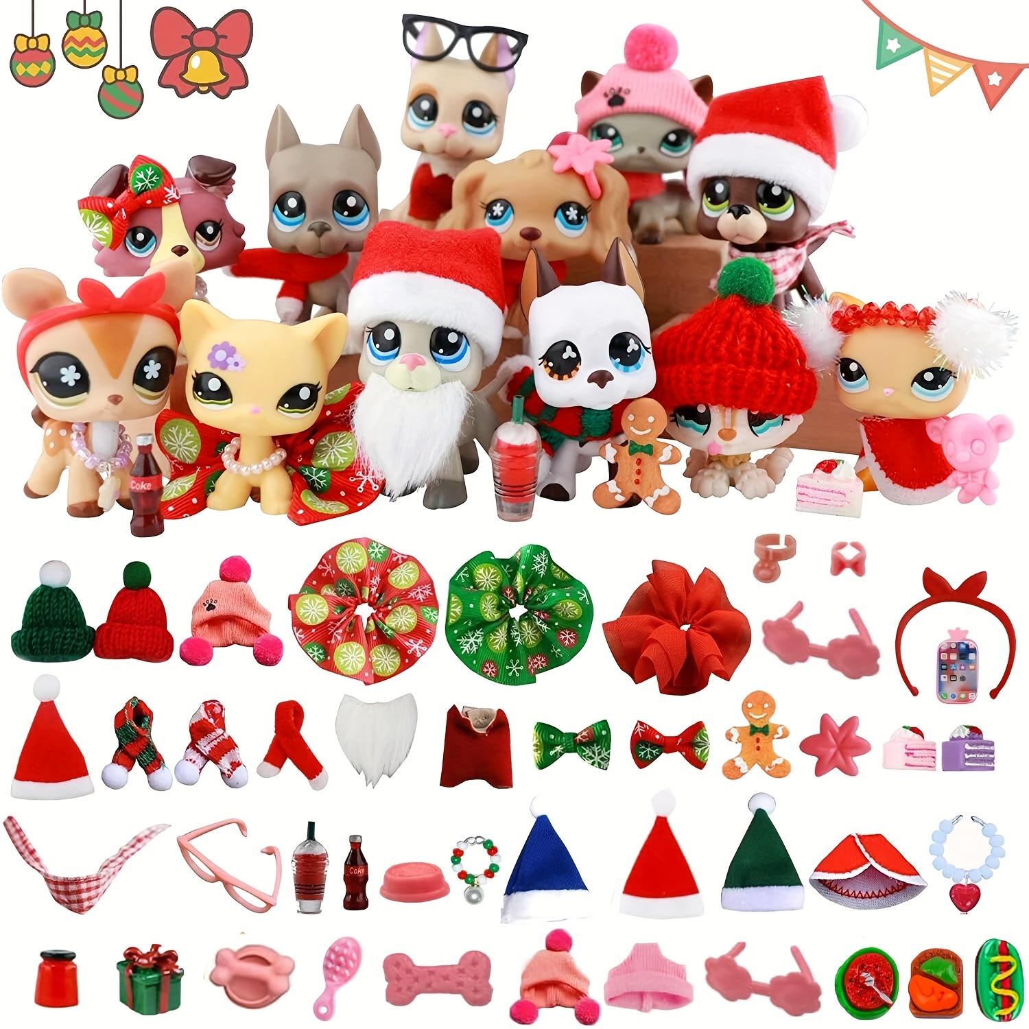 Christmas Gift, Mini Pet Shop 2pcs Cute Statues, Animals Figurines, Cocker Spaniel, Cat, Great Dane, Collie, 6pcs Accessories, Bobble Head, Lps Fan Gift