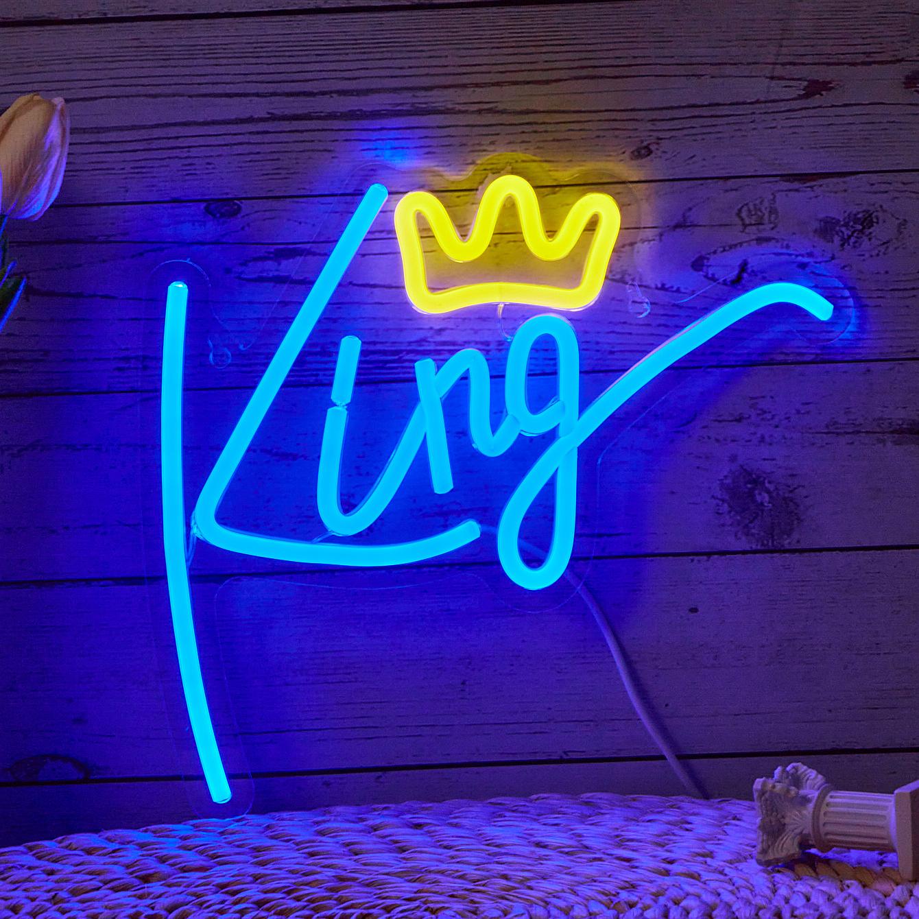Creative King Letter Design LED Neon Light, Led Wall Light, Led Mood Light, USB Powered Neon Sign, Ambient For Party Decor, Cool Bedroom Accessories, Summer Decor