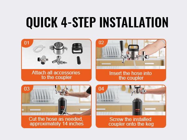 VEVOR Beer Growler Tap System, 64Oz 1.89L Mini Keg, 304 Stainless Steel Pressurized Beer Growler, Keg Growler with Pressure Display, CO2 Regulator Faucet, Leak-Proof Ring For Draft Homebrew Craft Beer