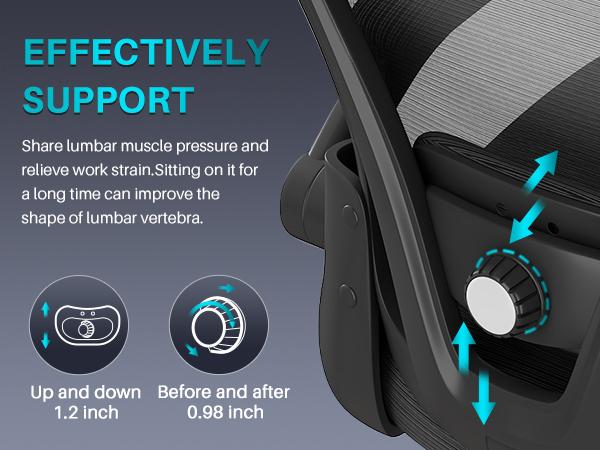 Ergonomic Office Chair, High Back Comfy Mesh Desk Chair with Wheels Adjustable Lumbar Support Ergonomic Office Chair, High Back Comfy Mesh Desk Chair with Wheels Adjustable Lumbar Support