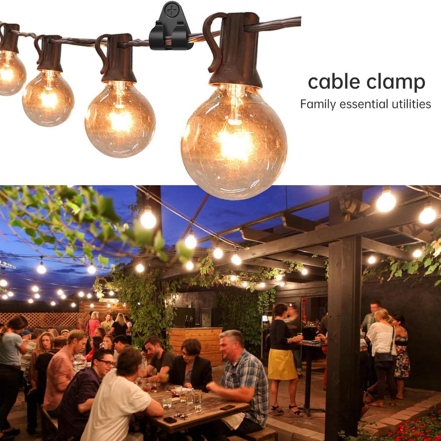 Screw-In String Light Hooks, Double Clips for Outdoor Patio, Weatherproof Fairy Light Hangers, Christmas Halloween Decor