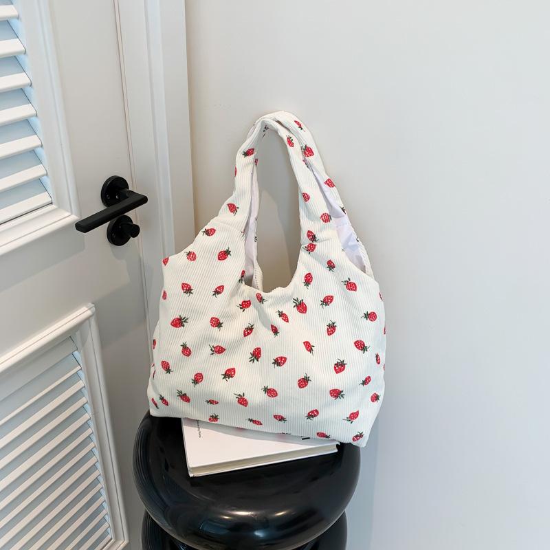 Strawberry Pattern Tote Bag, Casual Large Capacity Shoulder Bag for Women, Trendy All-match Bag for Daily Use