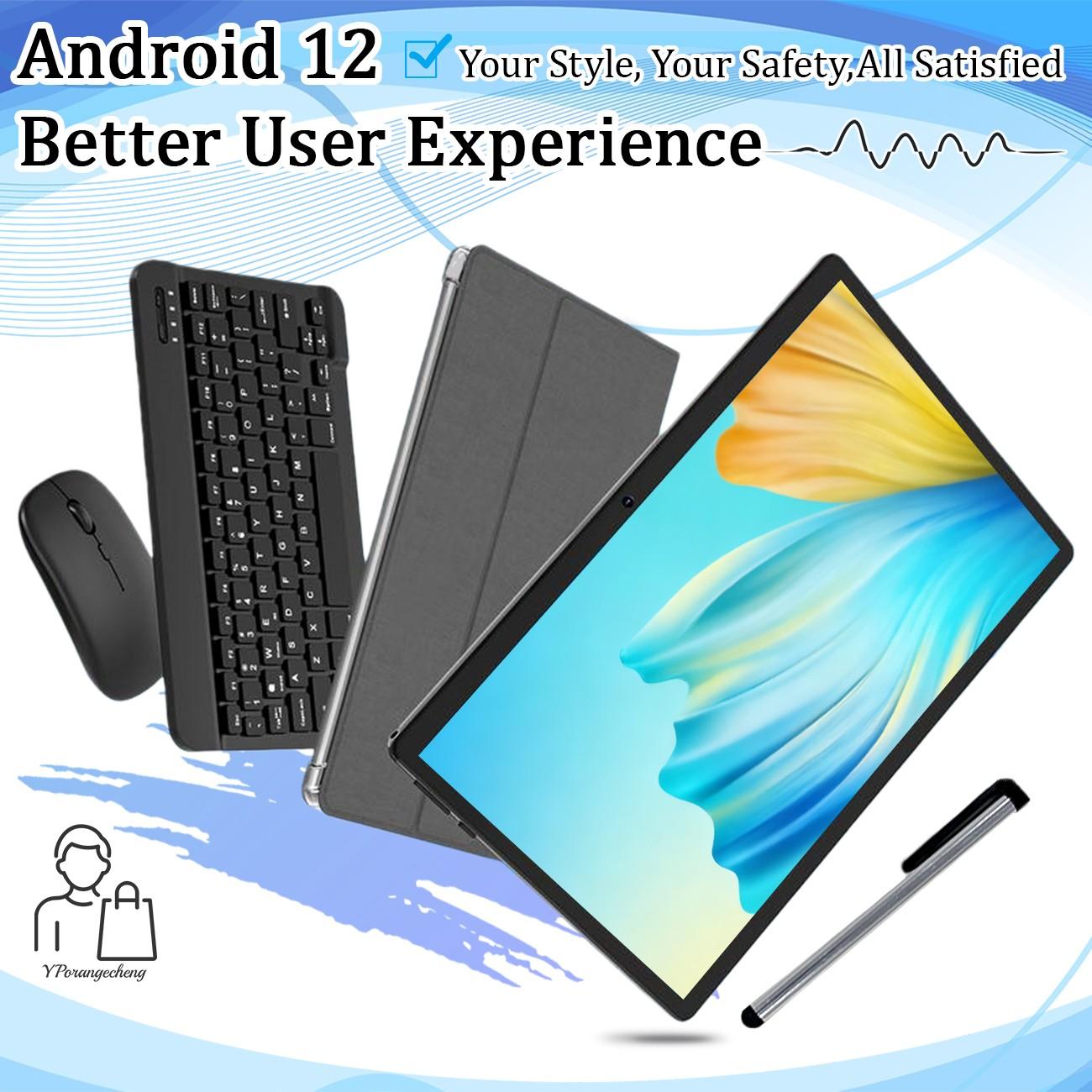 10.1-inch tablet, 9-in-1, Android 12, Android Tablet Pc, expandable 1TB, supports 5G wireless network, smooth internet access, for business and home use, supports high-definition TV watching, anti fall, no adapter, Android Wifi Tablet