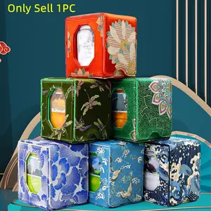 Chinese Style Satin Magnetic Game Card Box, 1 Count Trading Card Storage Holder with Display Window for TCG MTG PTCG Sports Card Deck, Perfect Gift for Players, Card Hobby Box