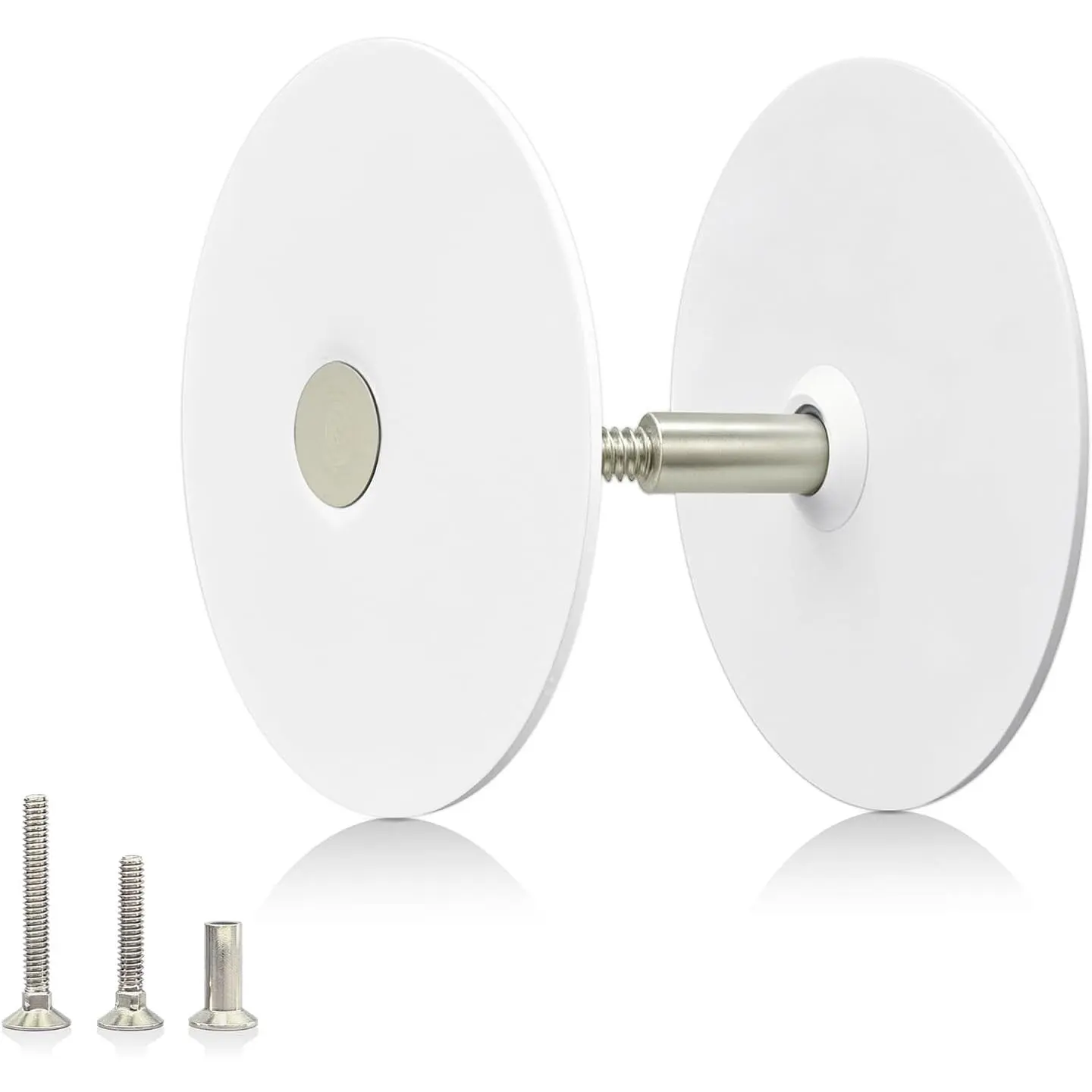 Door Hole Cover Plate 2-5/8 Inch, White Metal, 1 Pack | Fits standard 2-5/8 in door holes, covers unused knob or deadbolt openings, metal plate for clean repair