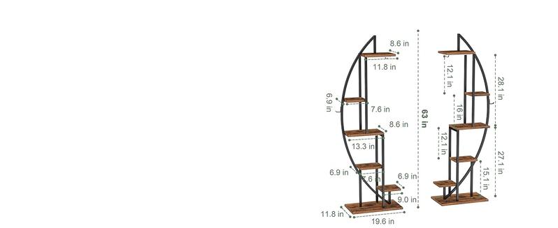 2 Pcs Plant Stand Indoor with Grow Lights, 6 Tiered Tall Plant Shelf, 63" Metal Plant Stand for Indoor Plants Multiple, Half-Moon Plant Rack Display Shelf, Plant Holder for Living Room, Patio