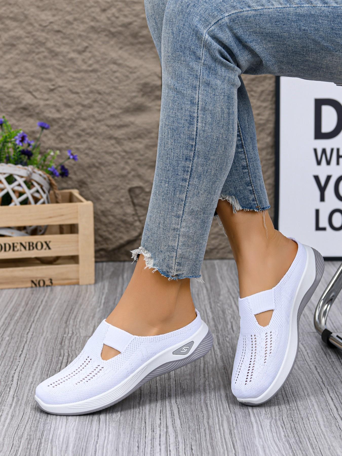 New Women's Casual Sandals, Comfortable Fashion Slip-Ons, Lightweight Soft Sole Mesh Shoes, Outdoor Commute Half-Sandals