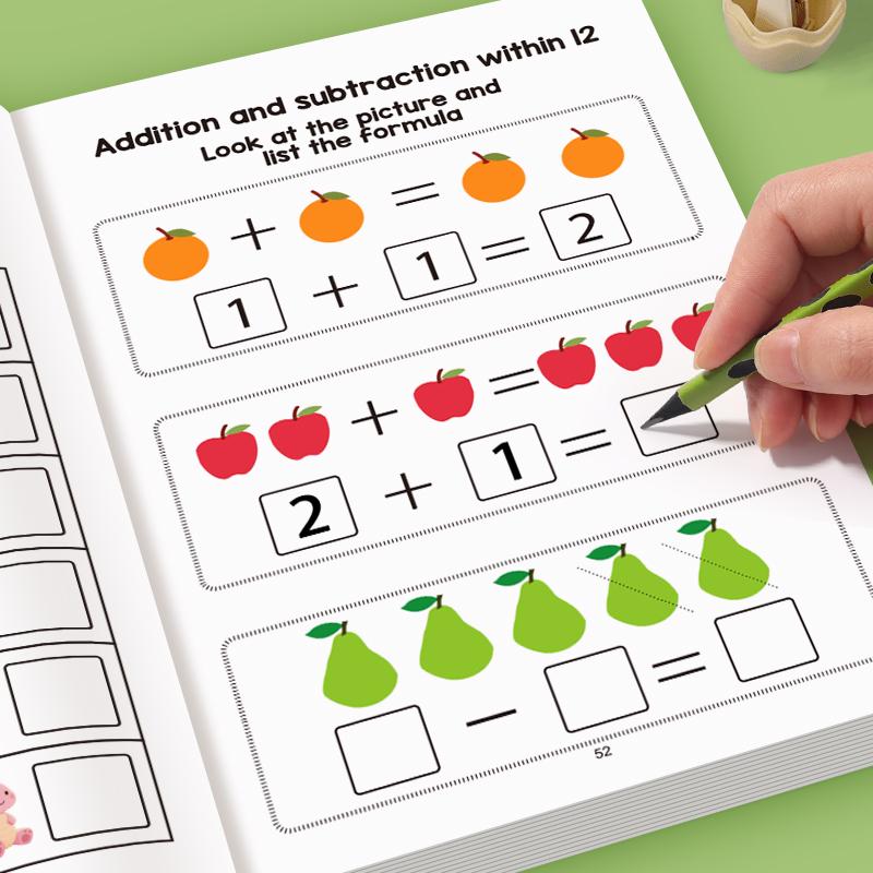 Interactive Learning Math Workbook, Learning Materials, Learning Tool, Number Practice, Addition Subtraction, Colorful Math Activities, Basic Arithmetic - Perfect Christmas Gift