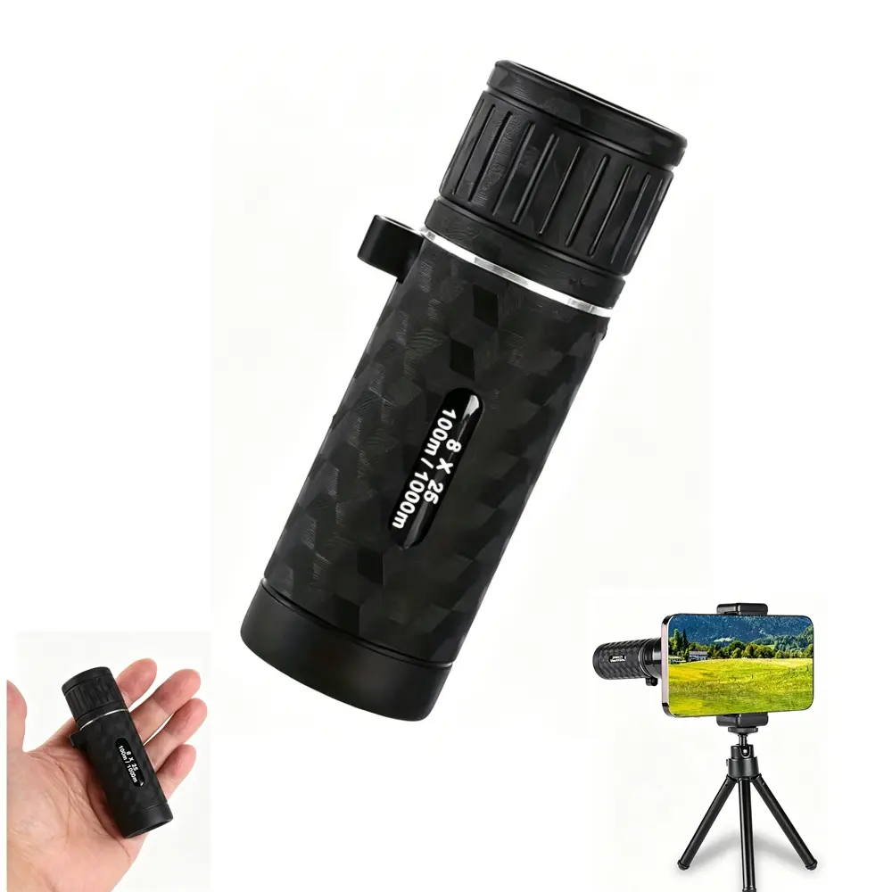 8x25 Mini Grid Texture Monocular Telescope, Non-Slip Grip, Pocket Storage, Ideal for Concerts, Zoos, Short Trips, Star Gazing, Family Use