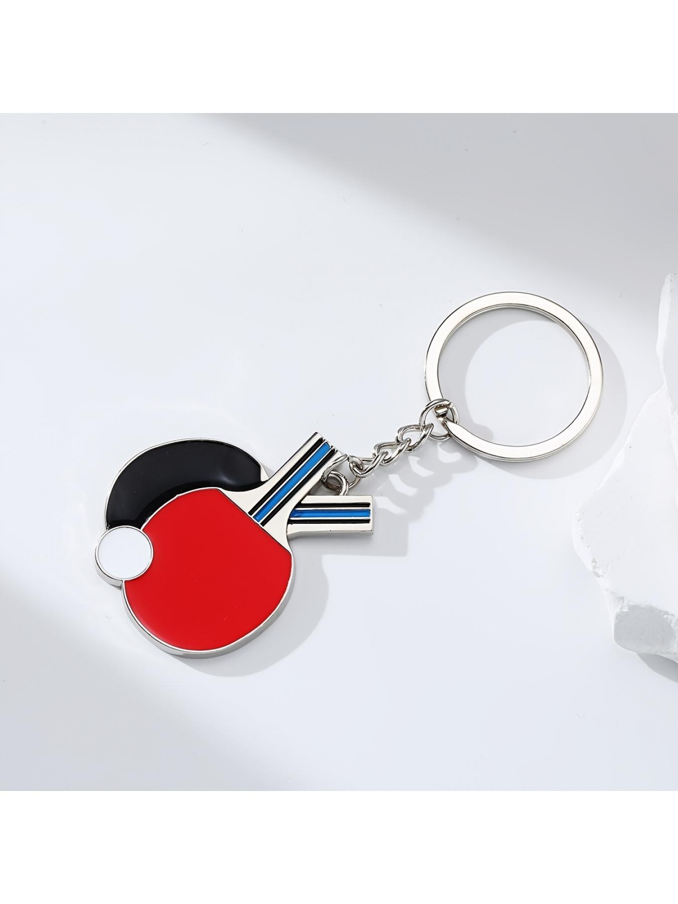 1pc Alloy Drip Mini Ping Pong Key Chain - Round Clasp, Backpack Accessory, Perfect Gift for Sports Lovers