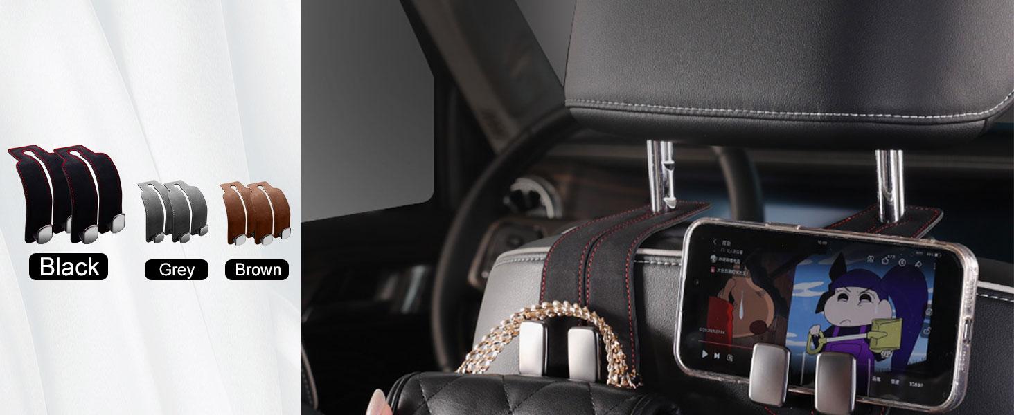 Car Seat Back Storage Hook, 2 Count PU Leather Car Seat Back Hidden Hook, Multipurpose Durable Hooks, Car Interior Accessories, Holder, Car Organizer, Automotive