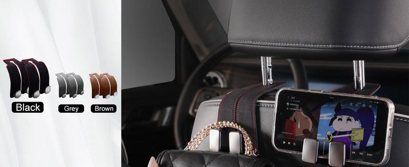 Car Seat Back Storage Hook, 2 Count PU Leather Car Seat Back Hidden Hook, Multipurpose Durable Hooks, Car Interior Accessories, Holder, Car Organizer, Automotive