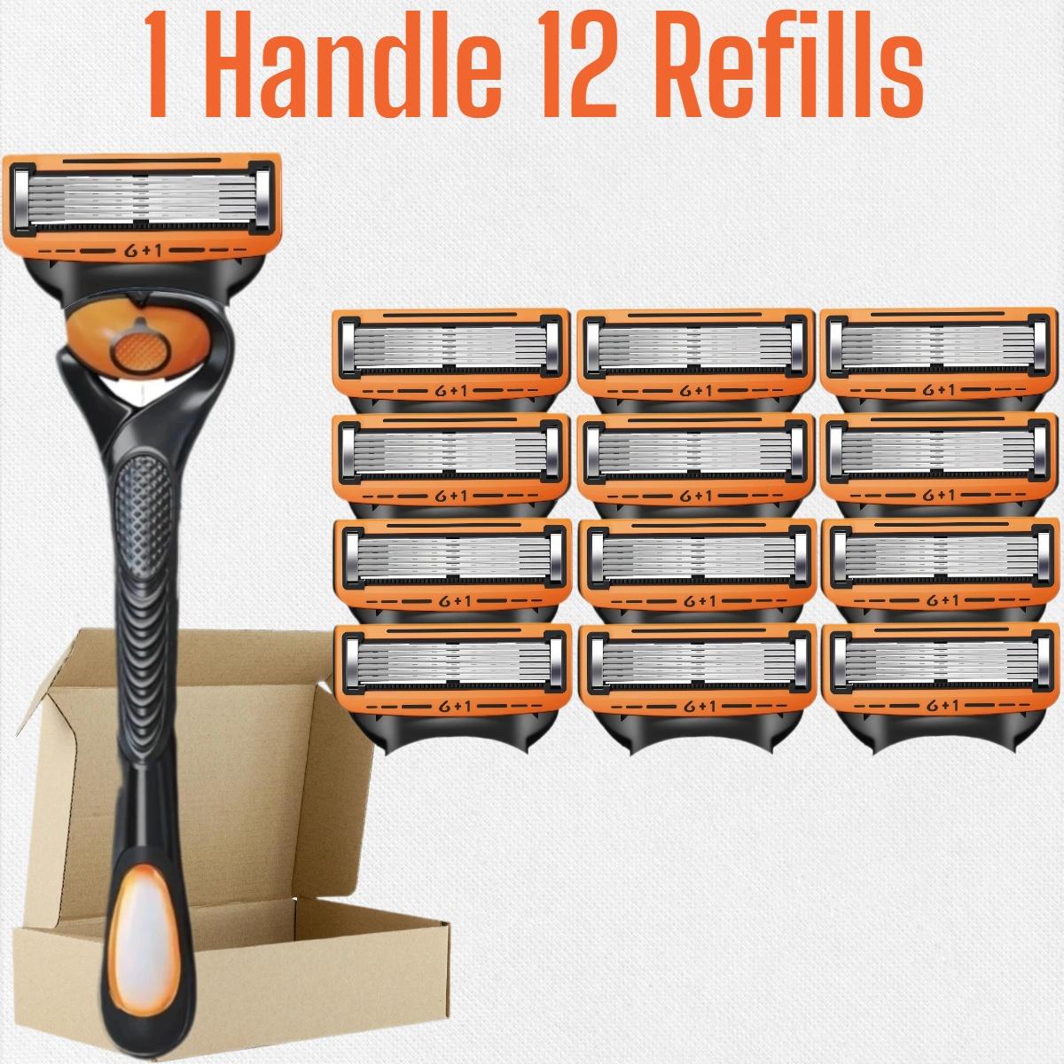 Men's Shaving Razor Set with 1 Handle and Extra Refills, Precision Trimmer, Stainless Steel Blades, Universal Fit, Sealed Packaging