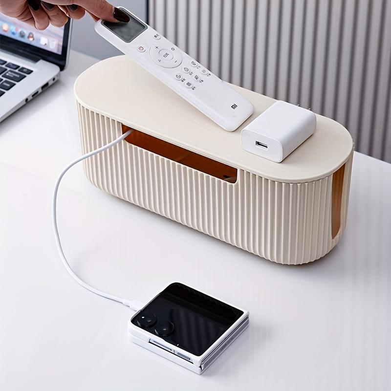 Cable Management Box, Plastic Cable Box Organizer with Lid for Wires, Power Strips, Surge Protectors, Extension Cord Hidden Covers Home Office Desk and Floor Work Organizer