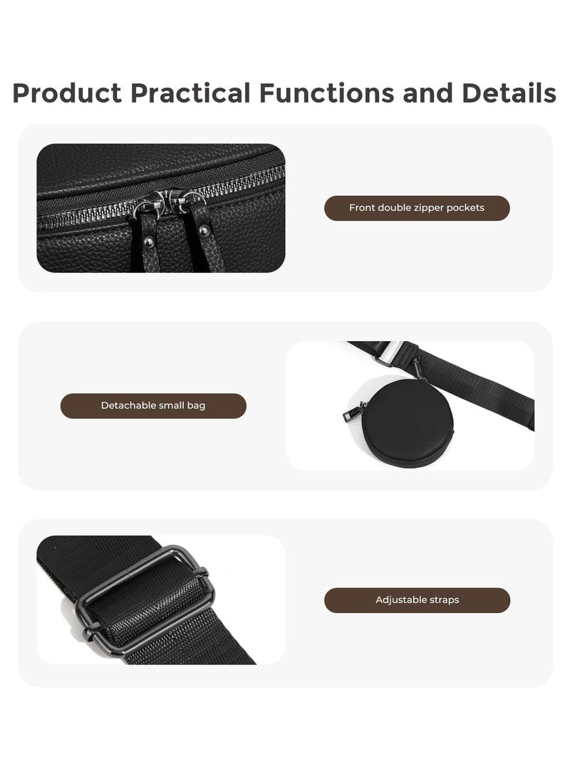 Lychee Texture Large Crossbody Bags for Women, PU Leather Bum Bag with Coin Purse, Stylish Checkered Sling Purse with Adjustable Strap, Lightweight Commuting Shoulder Bag Fanny Packs for Mother Travel Gifts Everyday Use