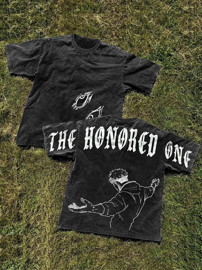 Unisex's Anime Character Print Round Neck Graphic Tee, Regular Fit Casual Street Short Sleeve T-Shirt for Daily Wear, Unisex Top for All Seasons, Man