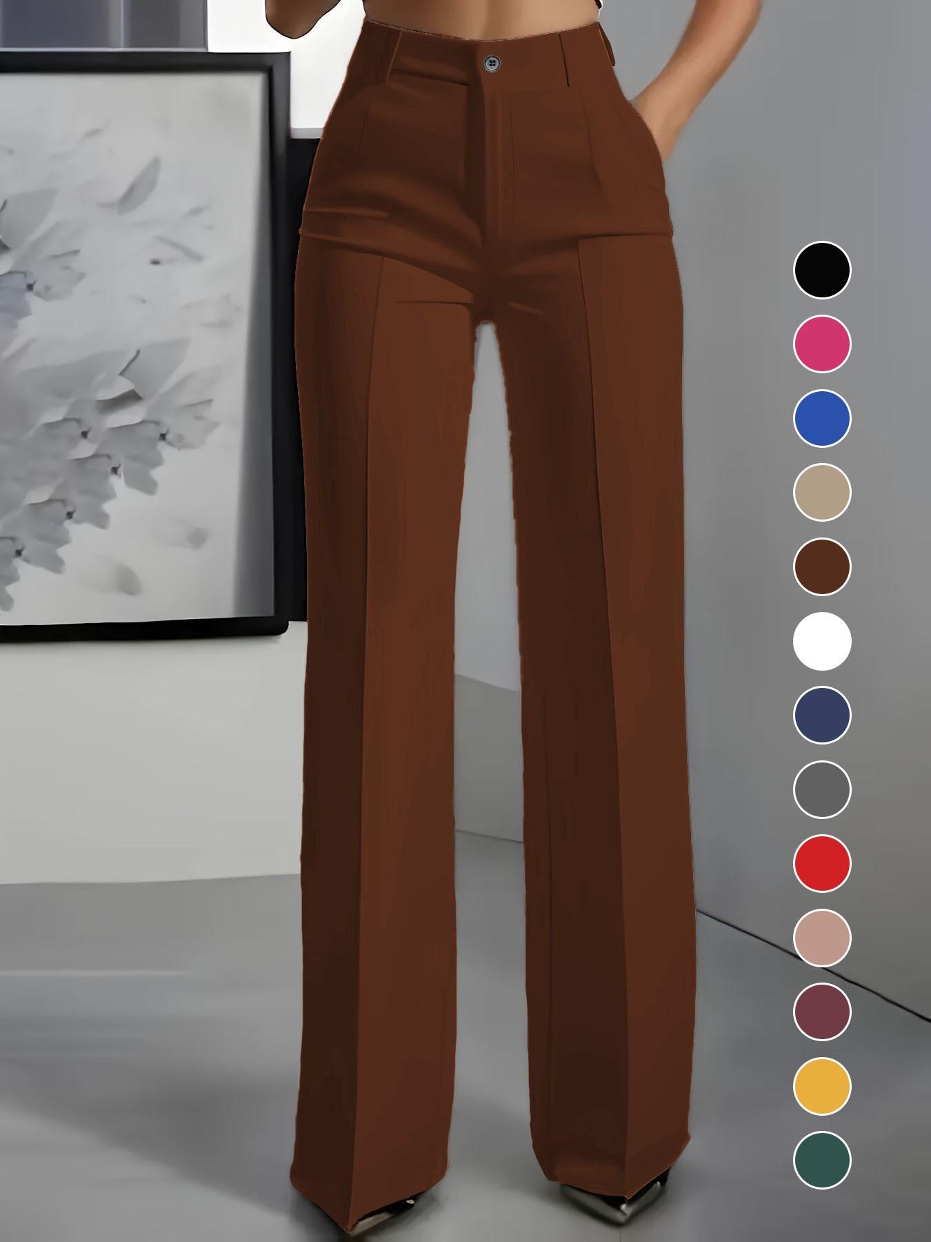 Women's New High Waist Drape Straight Leg Simple Suit Pants, Womenswear Elegant Business Casual Wear, Comfortable and Stylish Aesthetic Design