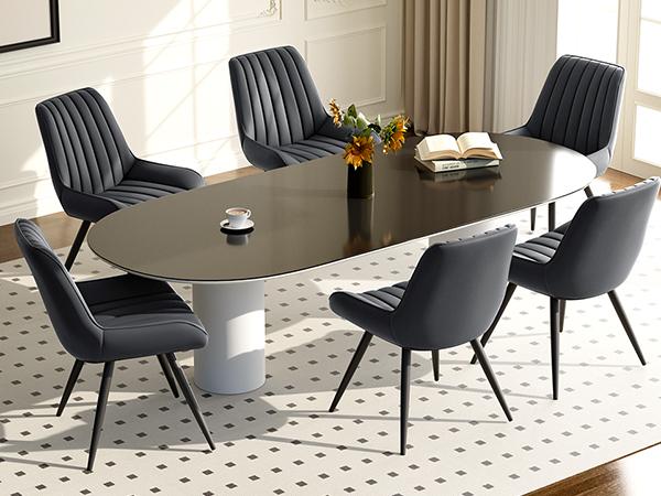 Kerilyn Modern Dining Chairs Comfy Dining Room Chairs with Thick Cushions, Upholstered Fabric Kitchen Side Chairs with Metal Legs, Black