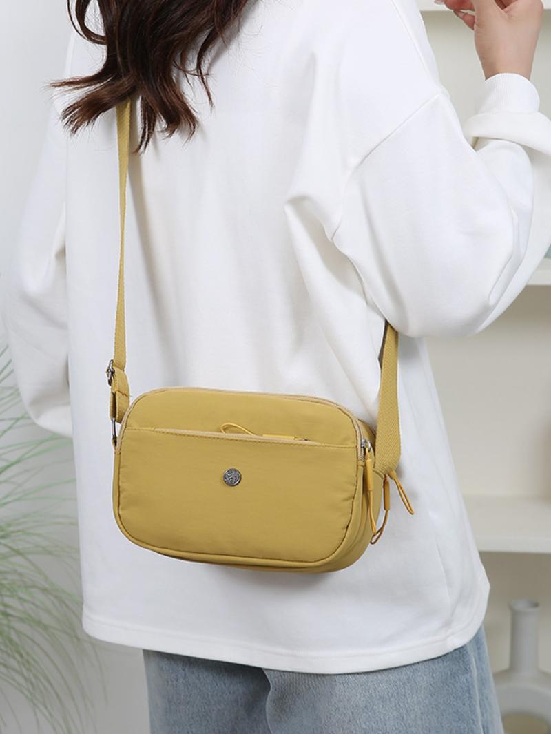 Women's Multifunctional Small Square Bag, Casual Multi-Layer Adjustable Crossbody Shoulder Bag, Lightweight Nylon Commuter Crossbody Bag