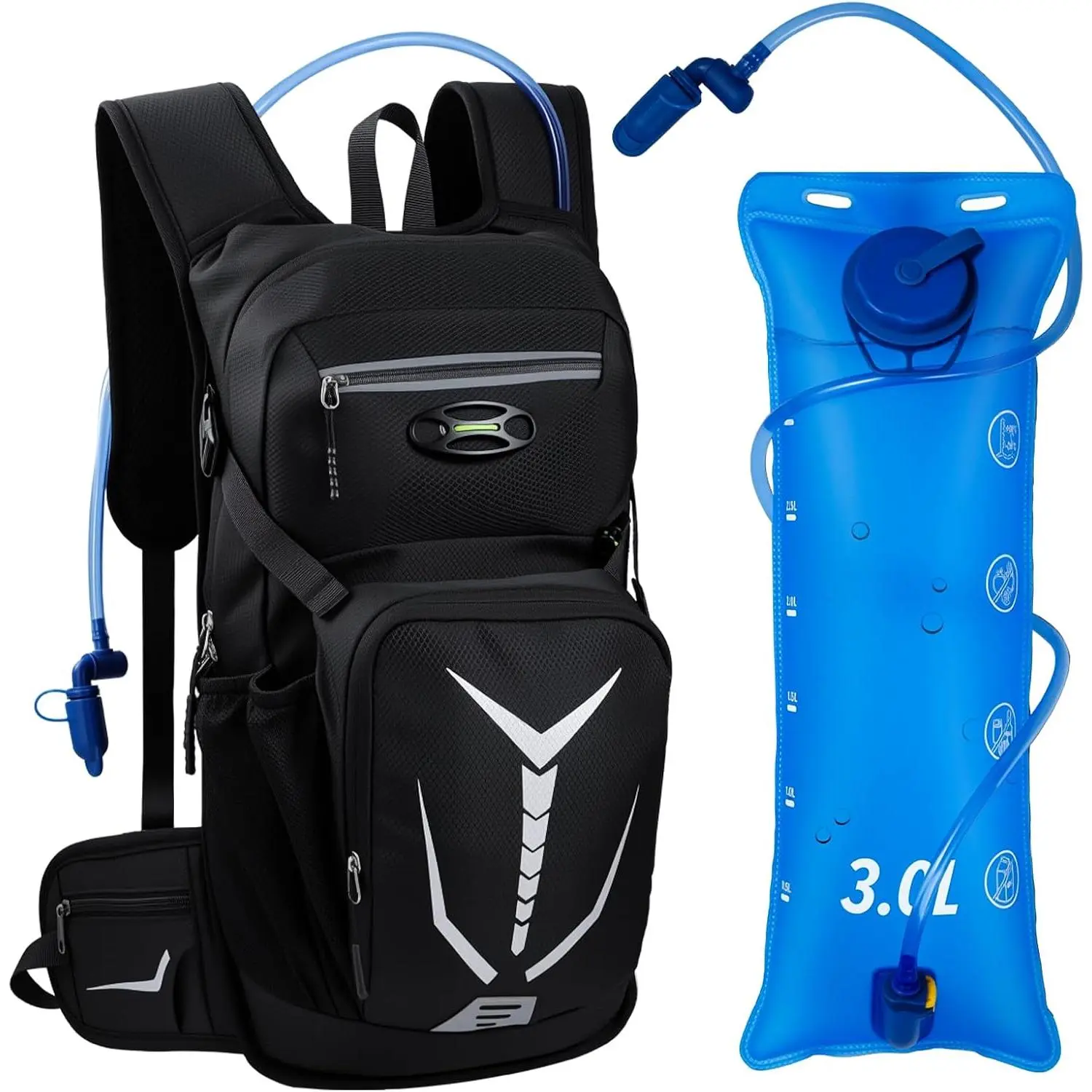 Insulated Hydration Backpack with 3L Water Bladder - 18L Leak-Proof Hiking Daypack, Lightweight Water Backpack for Men & Women, Gear for Trail Running, Cycling, Rave Festivals & Outdoor Sports