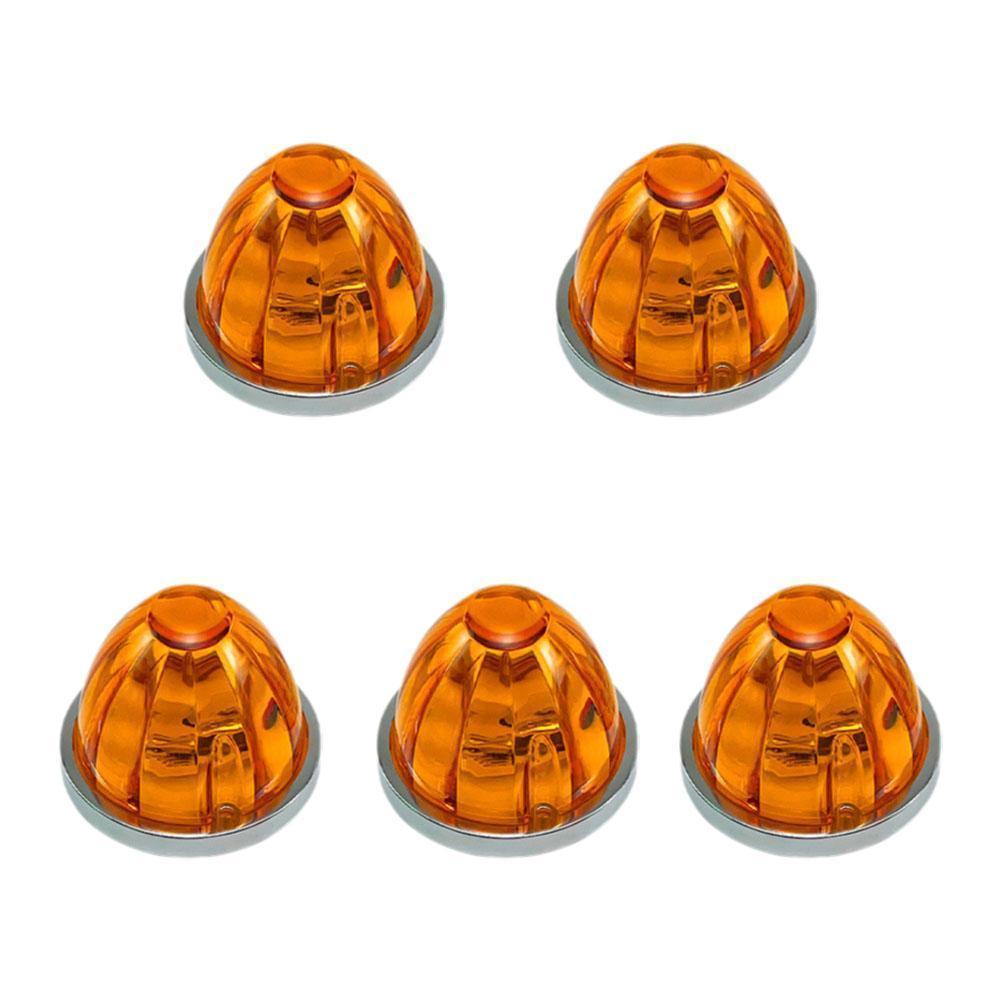 5Pcs Amber Watermelon LED Strobe+Constant Marker Lights Dual Function Watermelon-Shaped Side Marker Clearance Tail Top Cap Roof