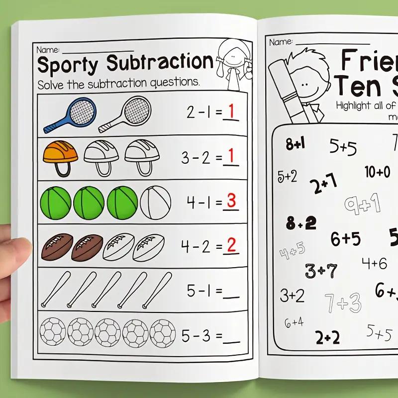 32 Pages Of Math Exercises On Addition And Subtraction Within 10, For Preschool Education, Mental Arithmetic Practice Book, Picture-Based Equation Writing And Decomposition Calculation Arithmetic Problems, Visual Learning Tools, Learning Materials