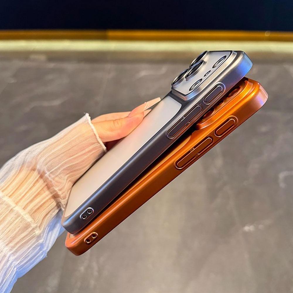 Sleek  Protective PC Matte Electroplated Case for iPhone 14 15 16 17   Full Coverage  Black Silver Orange Navy