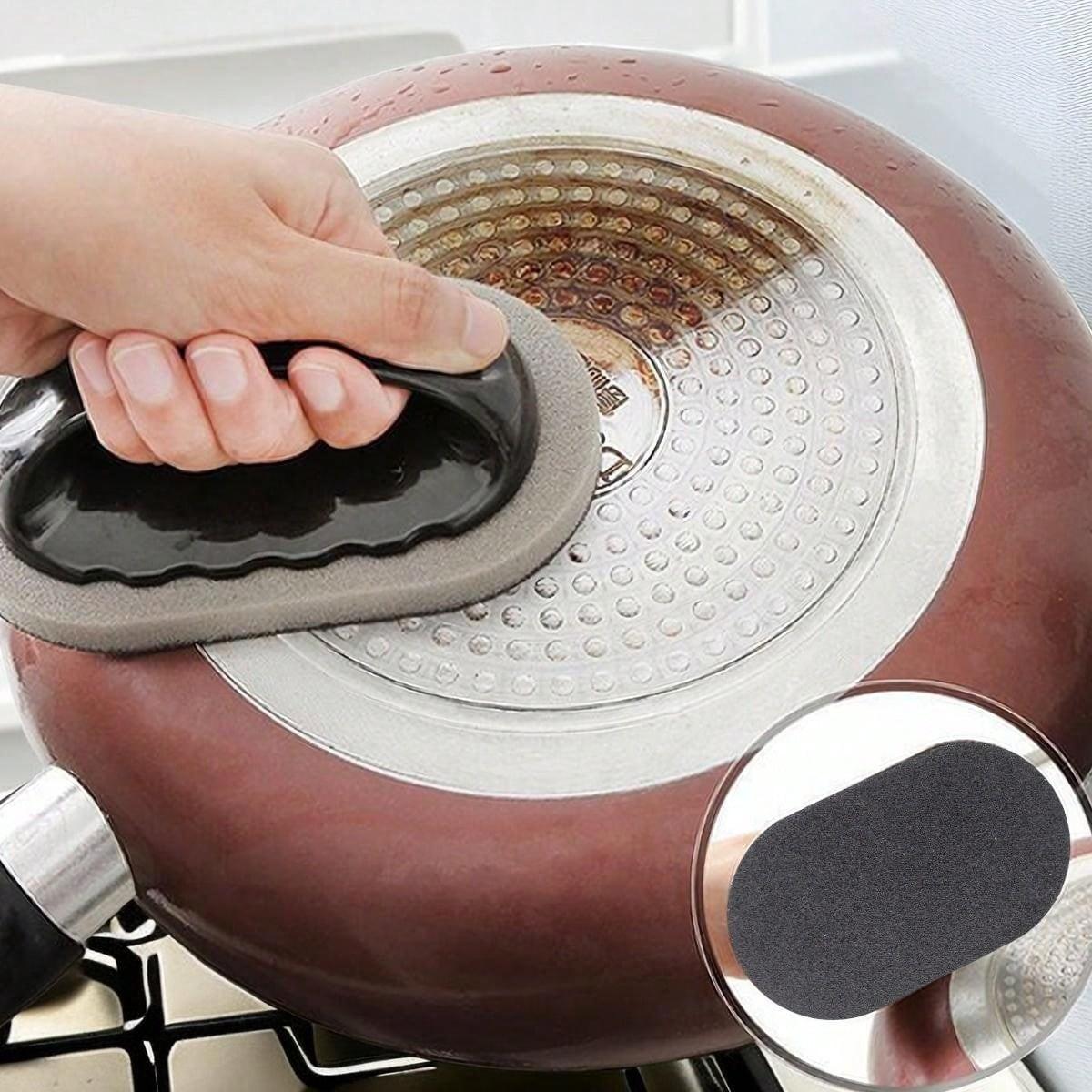 Kitchen Cleaning Sponge Brush with Handle, Rust Remover for Pots, Stovetop Cleaner, Sink Scrubber, 1/3 Pack, Home Kitchen Tools