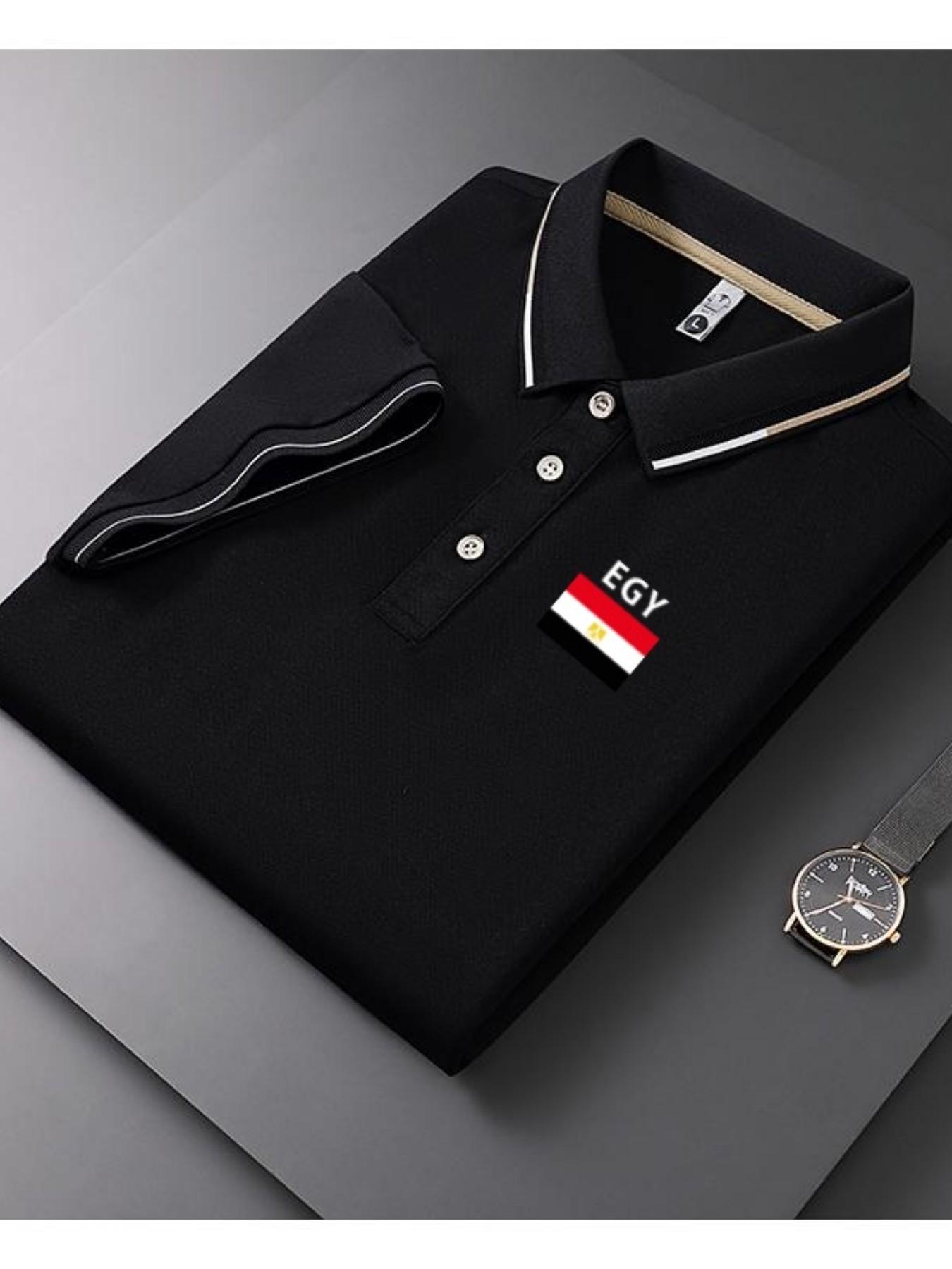 Men's Casual Summer Print T-Shirt, Iceland Flag Design, Geometric Pattern, Lightweight Breathable Polo Shirt, Short Sleeve Top