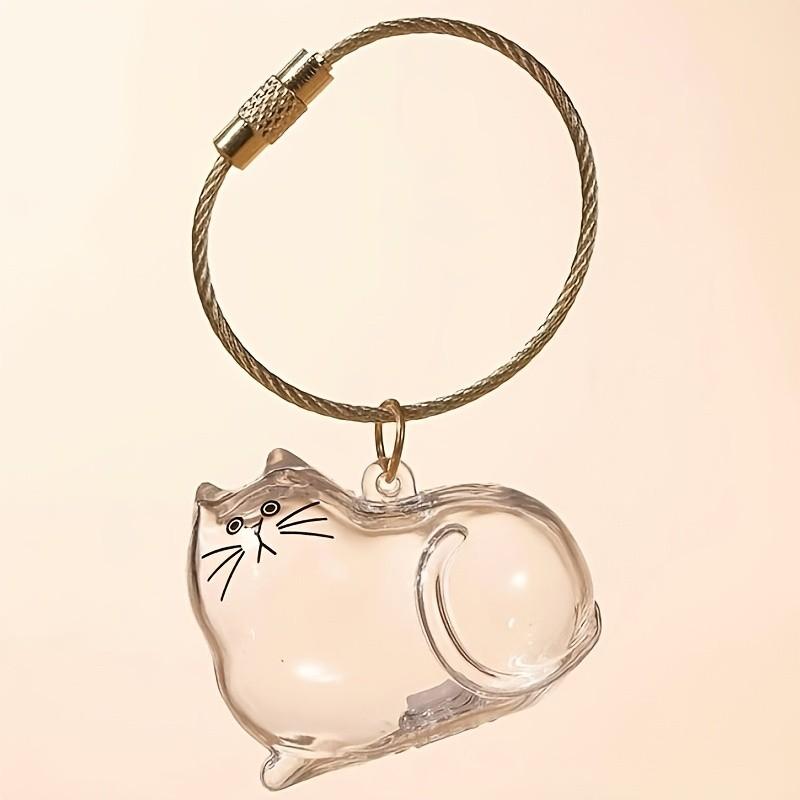 Set of 5 Cat Hair Memorial Boxes, Hanging Rotating Capsules, Cute Cat-Shaped Pet Hair Storage Jars, Memorial Pendant Gifts, with Hooks