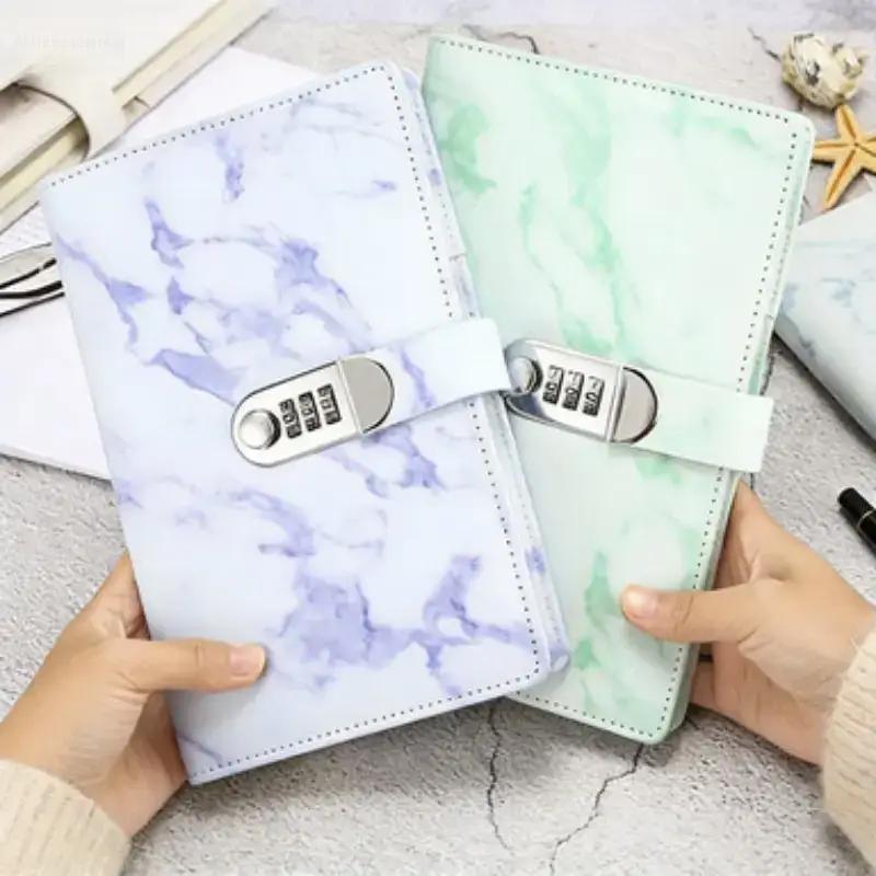 Locked Diary Notebook for Students, Simple European Vintage Password Journal, Privacy Protection, Cross-Border Design, Retro Hand Account Book