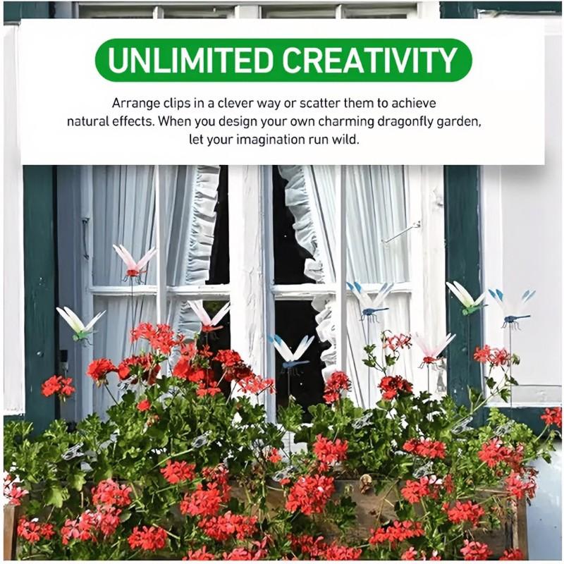 12/28 PCS 3D Dragonfly Garden Decor, Dragonfly Stakes Outdoor Art, Fly Deterrent & Bird Scare, DIY Lawn Patio Aesthetic Ornaments, Unique Home & Garden Gifts
