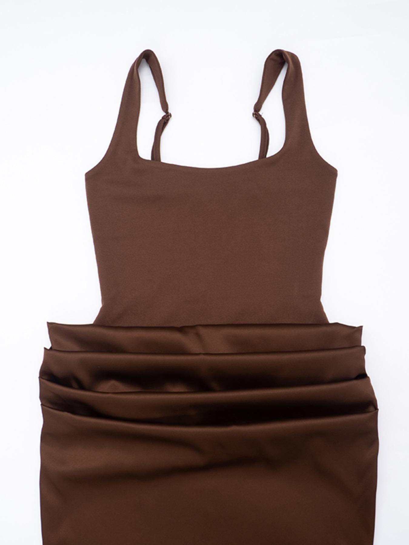 Women's Fashion Solid Color Square Neck Sleeveless Dress, Comfortable Elegant Simple Style, Perfect for Outdoors, Dates, Festivals, Parties, Formal Wear