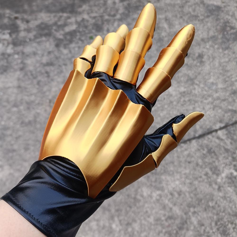 Gold 3D Printing Handmade Gluing Punk Mechanical Gloves Vintage Gothic Wearable Hand Armor Unisex Techwear Cosplay Exoskeleton Gloves
