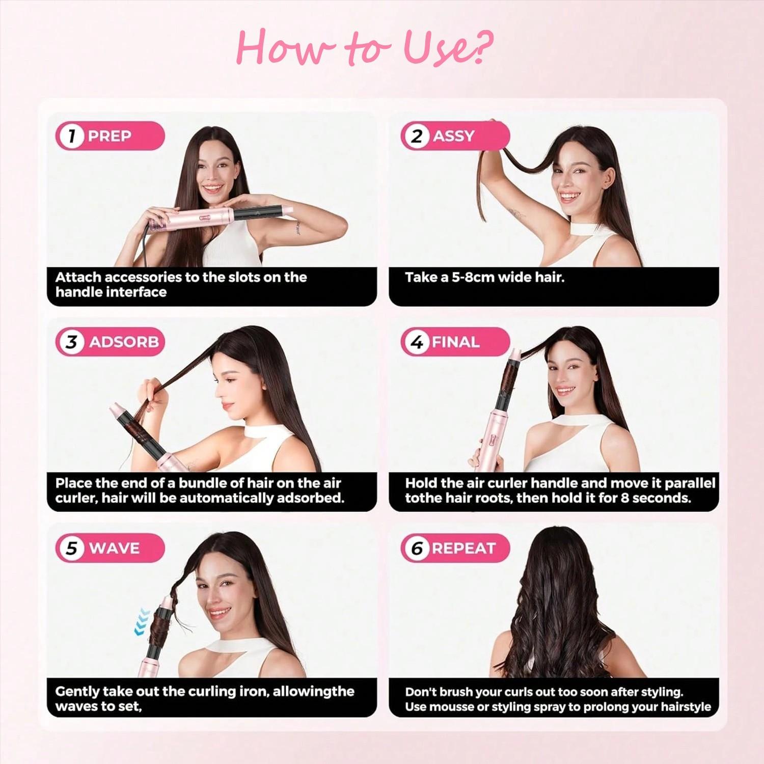5 in 1 Hair Styler Pro, Left&Right Magic Hair Curler, Heated Curler, 3 Wind Speed and Temperature, Multi-Styler 5 in One for Drying Curling Straightening,Hair Styling