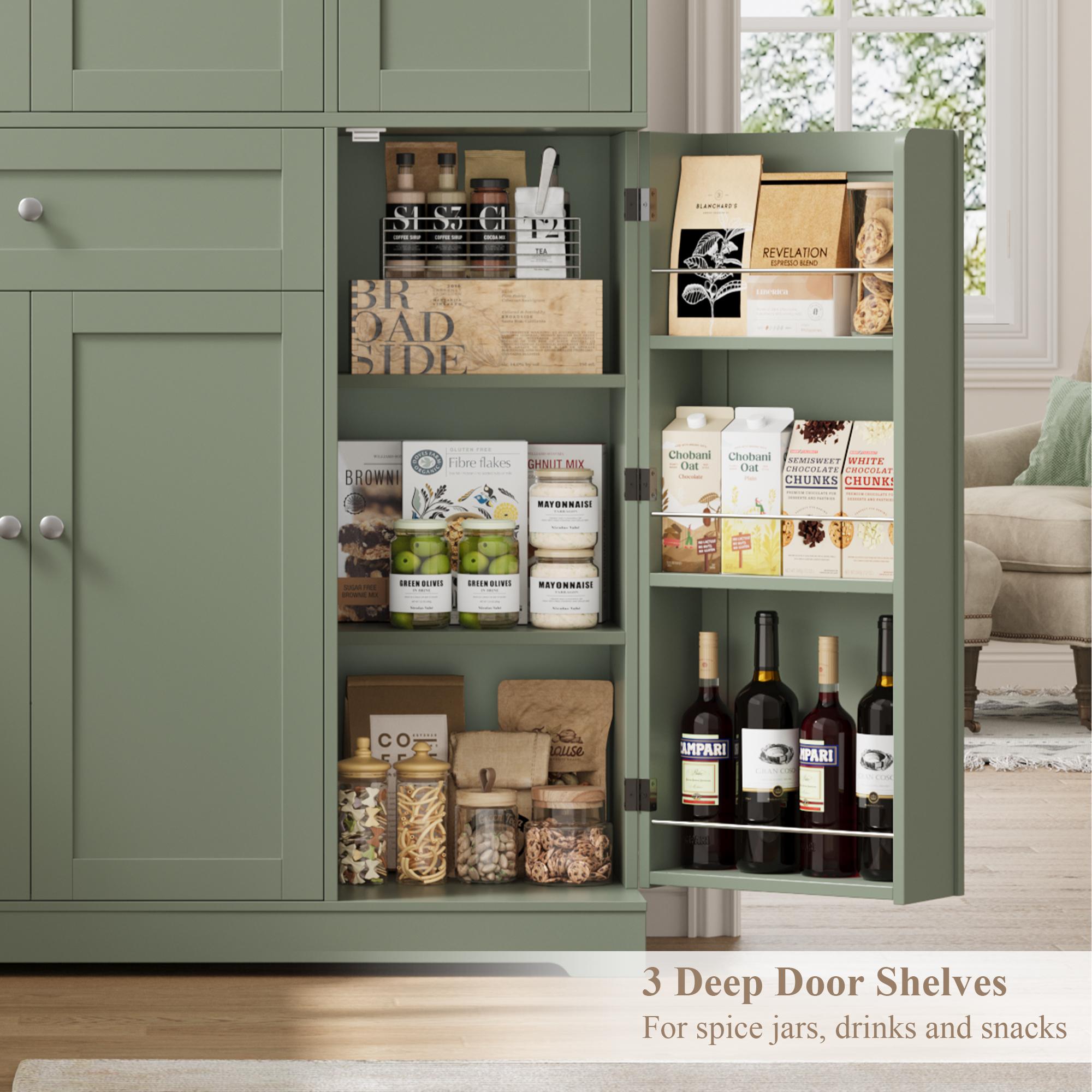 【2 packages shipping 】HOSTACK 68" Tall Kitchen Pantry Storage Cabinet, Modern Kitchen Hutch Cabinet with Doors and Shelves, Freestanding Food Pantry with Large Storage Drawer