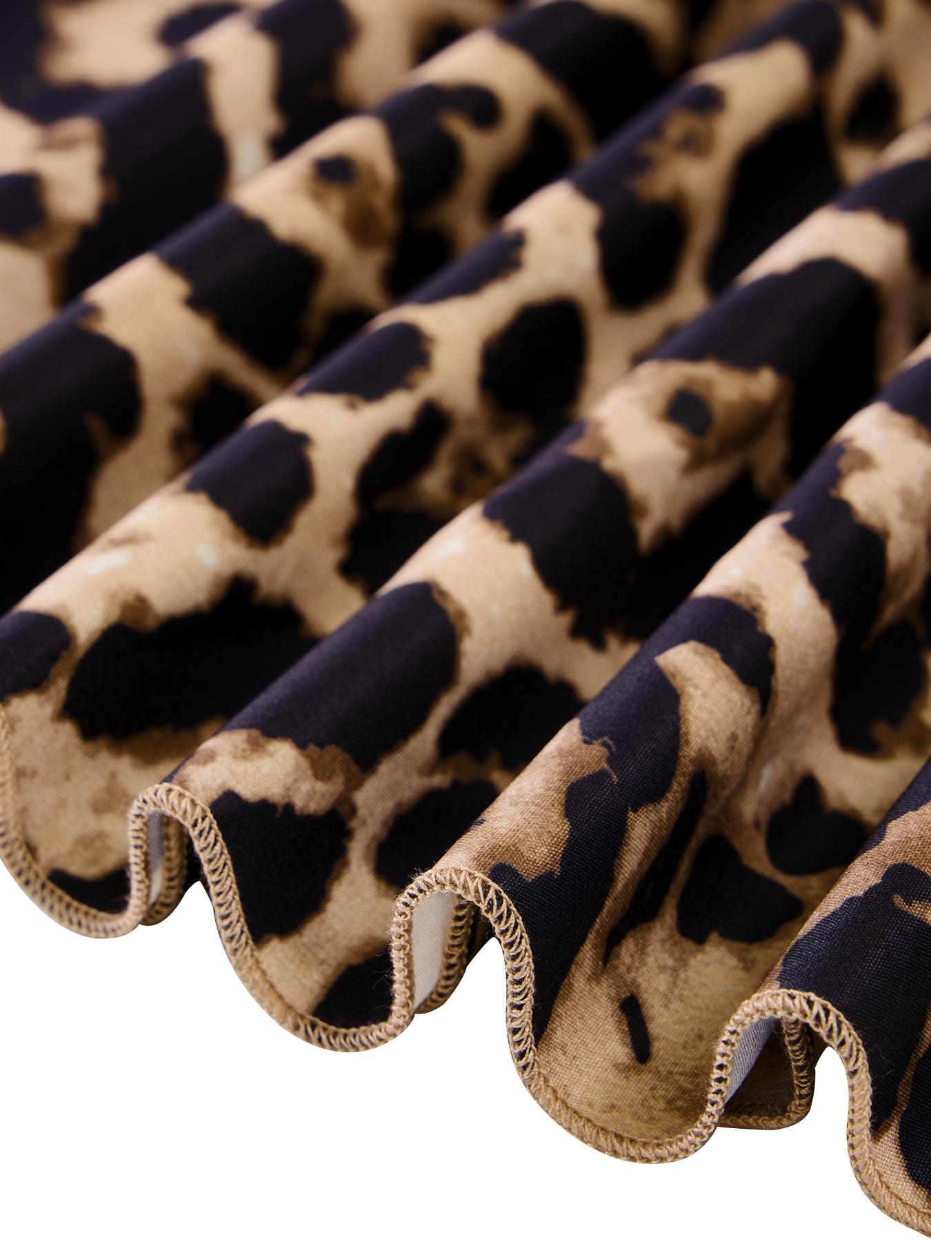 Plus Size Christmas Women's Clothing Elegant Leopard Print High Waist Long Skirt, Plus Size Women's Fall Fashion, Fitted Woven Fabric, Modest Style, Womenswear, Bottom