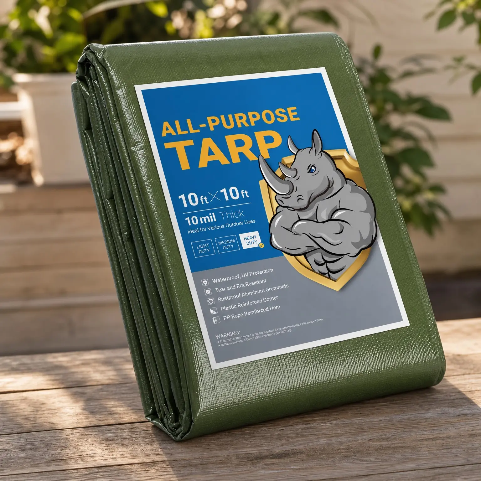 Heavy Duty 10x10 Feet Green Multi-Purpose Thick Waterproof Poly Tarp Cover 10milGift