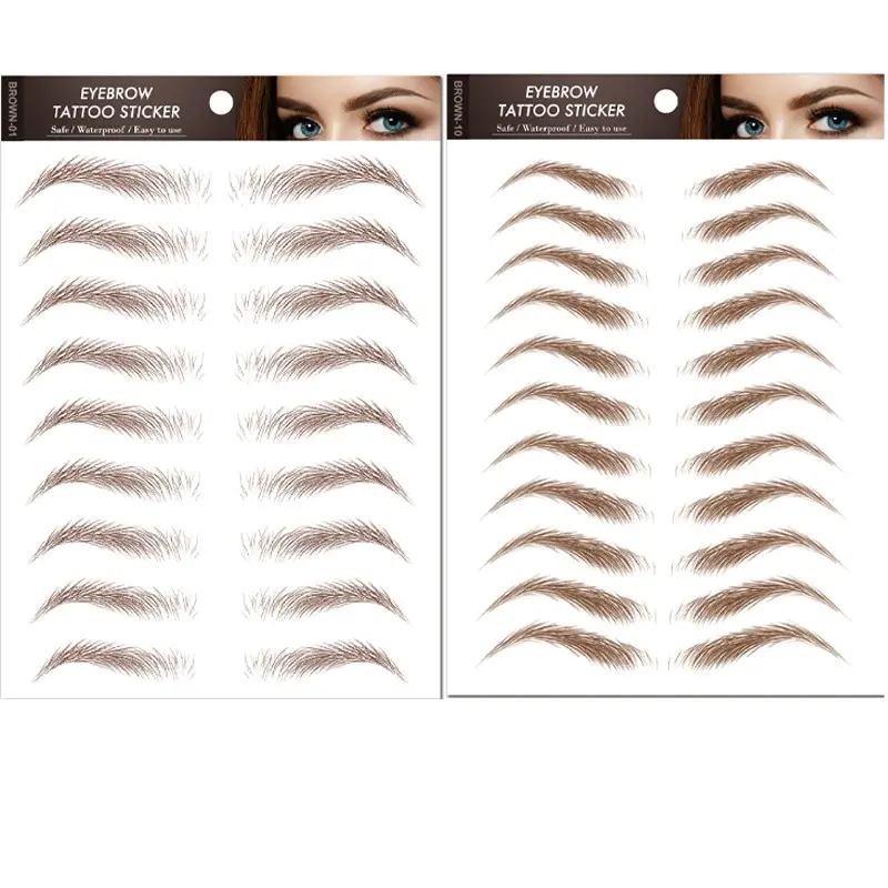 2 Pcs Eyebrow Tattoo Stickers, Waterproof Sweat-Resistant, Easy Application, Disposable, Realistic Look, Convenient Beauty Accessory