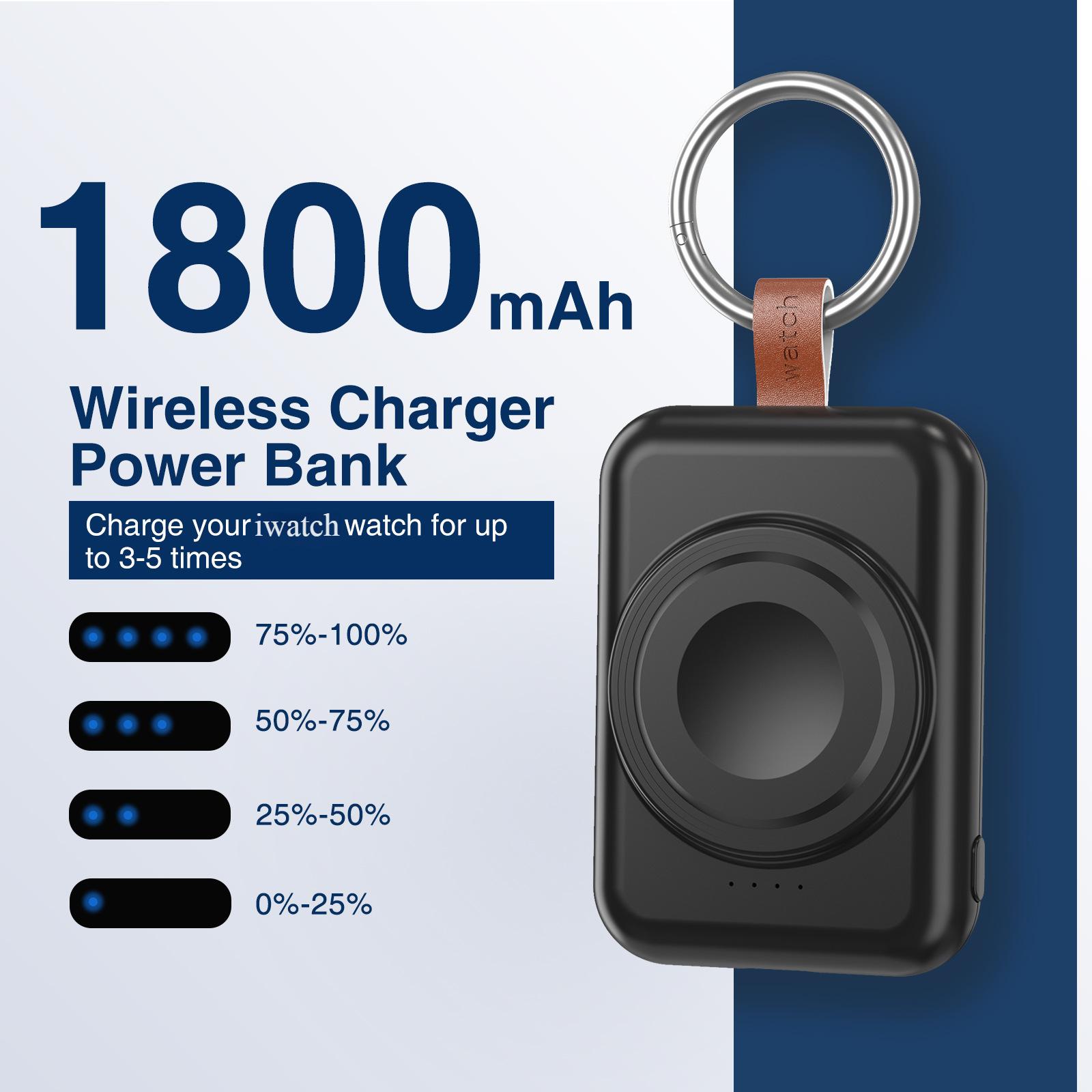 1800mAh Portable Wireless Charger for iwatch Smartwatch - USB Type C Magnetic Charging Dock with Quick-Charging Watch Wireless charger - Compact Travel Accessory