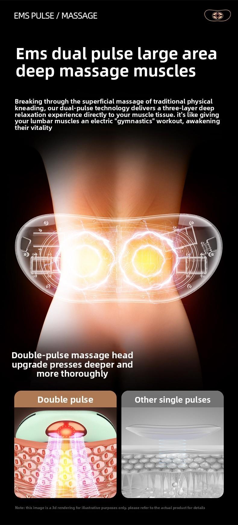 Waist massager Intelligent pulse traction lumbar vertebra Waist heating vibration Inflatable relaxation lumbar massager EMS pulse + red light + wormwood hot compress, pulling exercise waist back, multi-frequency vibration